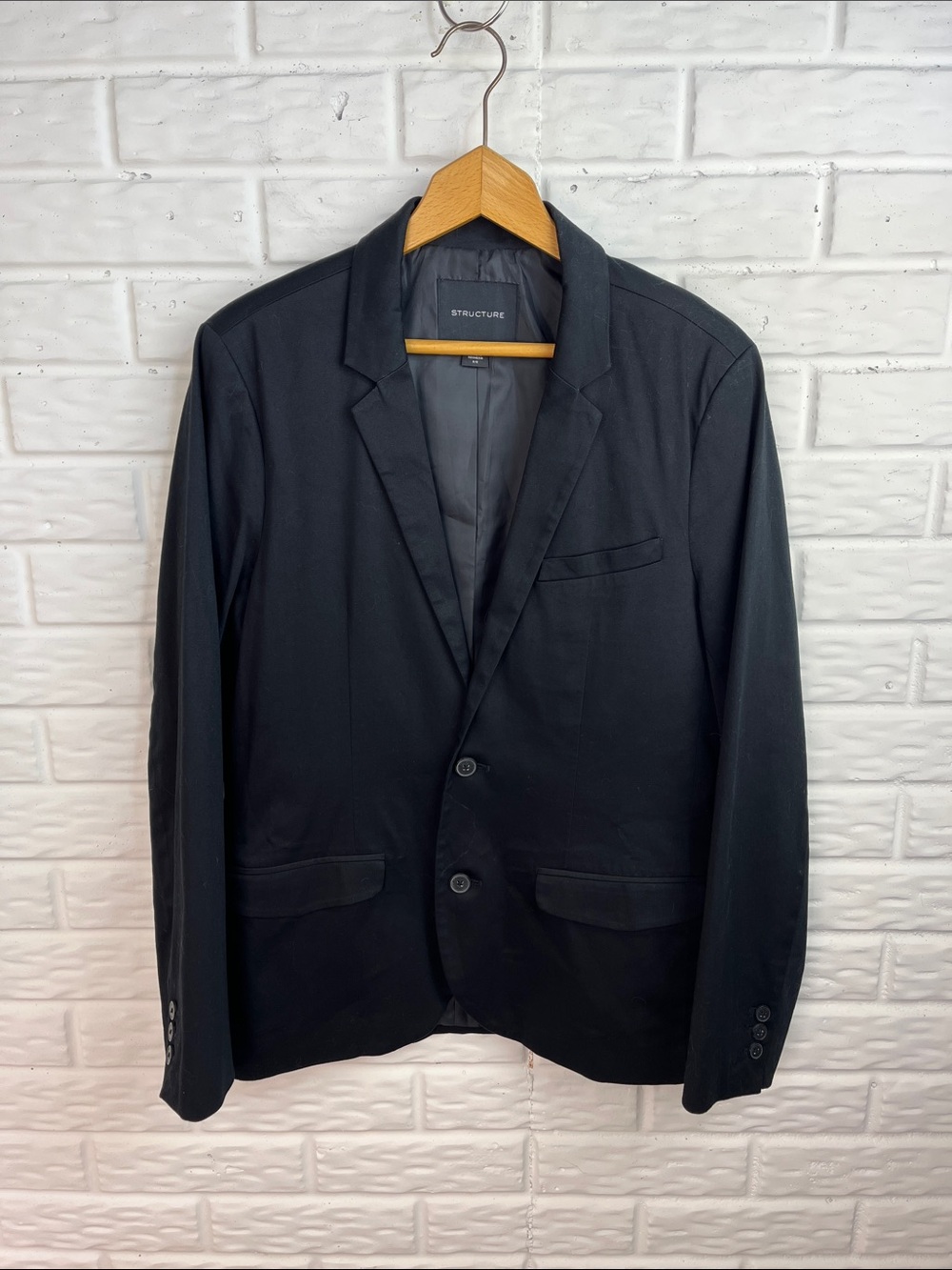 STRUCTURE BLAZER CASUAL TWO BUTTON COTTON SPANDEX LINED MENS SIZE SMALL